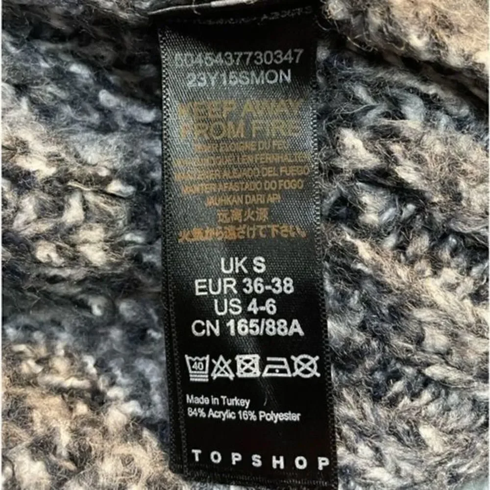 Topshop Black Multi Braided Cable Mock Neck Sweater Small